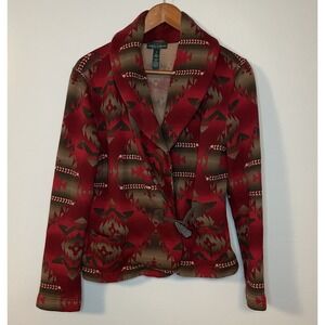 Lauren Ralph Lauren Jeans Aztec Print Toggle Sweater Cardigan Boho Size Medium